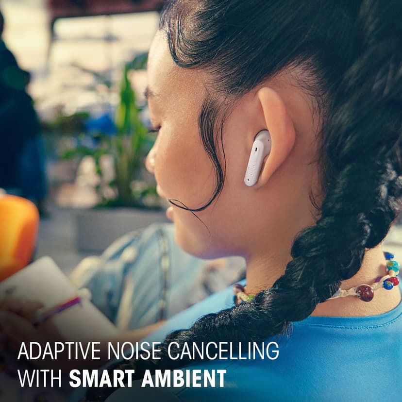 JBL Tune Flex Ghost 2, Wireless Noise Cancelling Bluetooth Earbuds with 48h Playtime, IP54 Water and Dust Resistant, Multi-Point Connection, Ergonomic Design, Open-Back Stick Design, White Ghost - 2