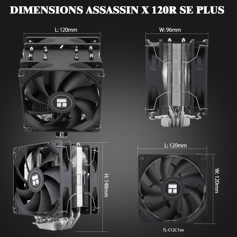 Thermalright Assassin X 120R SE PLUS CPU Air Cooler, AX120R SE Plus, 4 Heatpipes, Double PWM Quiet Fan CPU Cooler with S-FDB Bearings, for AMD AM4 AM5/Intel LGA 1700/1150/1151/1200, PC Cooler - 6