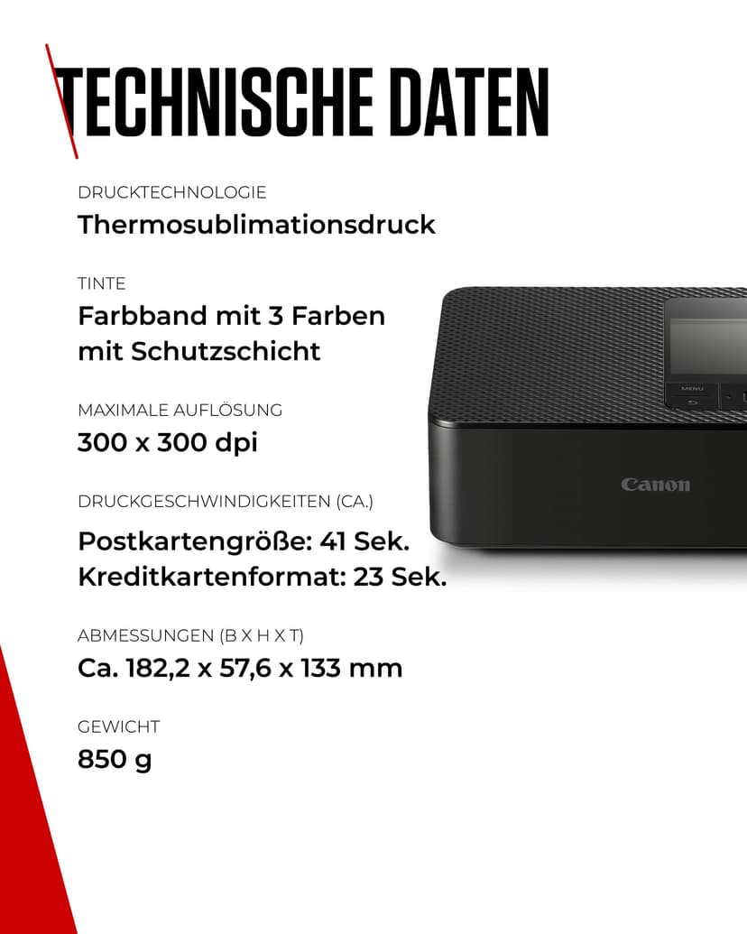 Canon SELPHY CP1500 Imprimante Photo Mobile avec kit de Papier, Noir, imprimante Bluetooth sans Fil, avec Accessoires, compacte et légère, Mi 54 Feuilles de Papier au Format Carte Postale 4 x 6 - 8