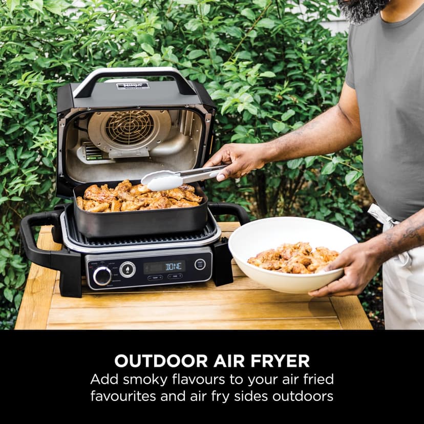 Ninja Woodfire Electric BBQ Grill & Smoker, 7-in-1 Outdoor Grill & Air Fryer, Roast, Bake, Dehydrate, Uses Woodfire Pellets, Weather Resistant, Non-Stick, Portable, Electric, Grey/Black, OG701UK - 5