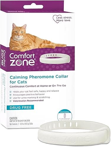 Comfort Zone Cat Calming Pheromone Collar, Anxiety and Stress Relief Aid, Breakaway Design,White