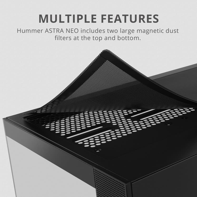 NOX XTREME PRODUCTS Hummer Astra NEO Black - Semitower ATX | M-ATX | ITX, Panoramic Glass without Frame, Space for 9 Fans, Graphics Cards up to 400 mm, USB-C and USB 3.0, Black - 5