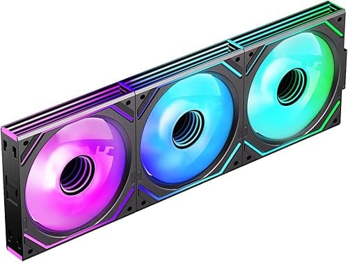 Jungle Leopard Interstellar-V2 Daisy Chain RGB PC Ventilateur 120MM 3er Pack,1850RPM/68CFM/2.4mmH2O/24LEDs,5V3PIN ARGB und 12V4PIN PWM Ventilateur (3, Black, 120MM-Reverse)