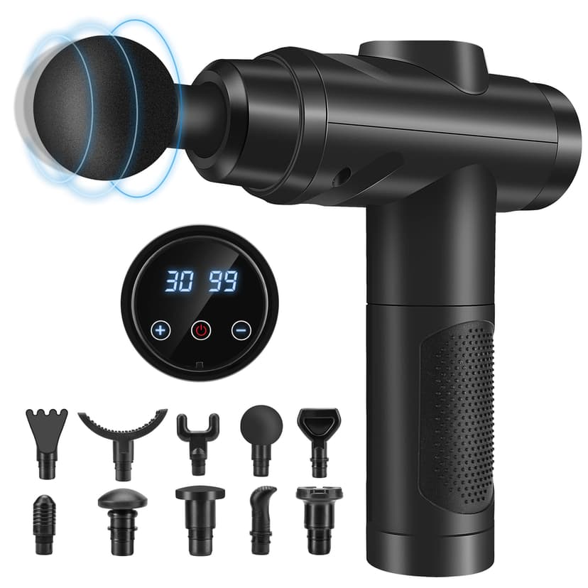 Pistolet De Massage, Pistolet Massage Pistolet Massage Musculaire Massage Gun 30 Vitesses Avec écran Lcd 10 Embouts Pour Dos épaules, Jambes, Muscles (noir) - 1