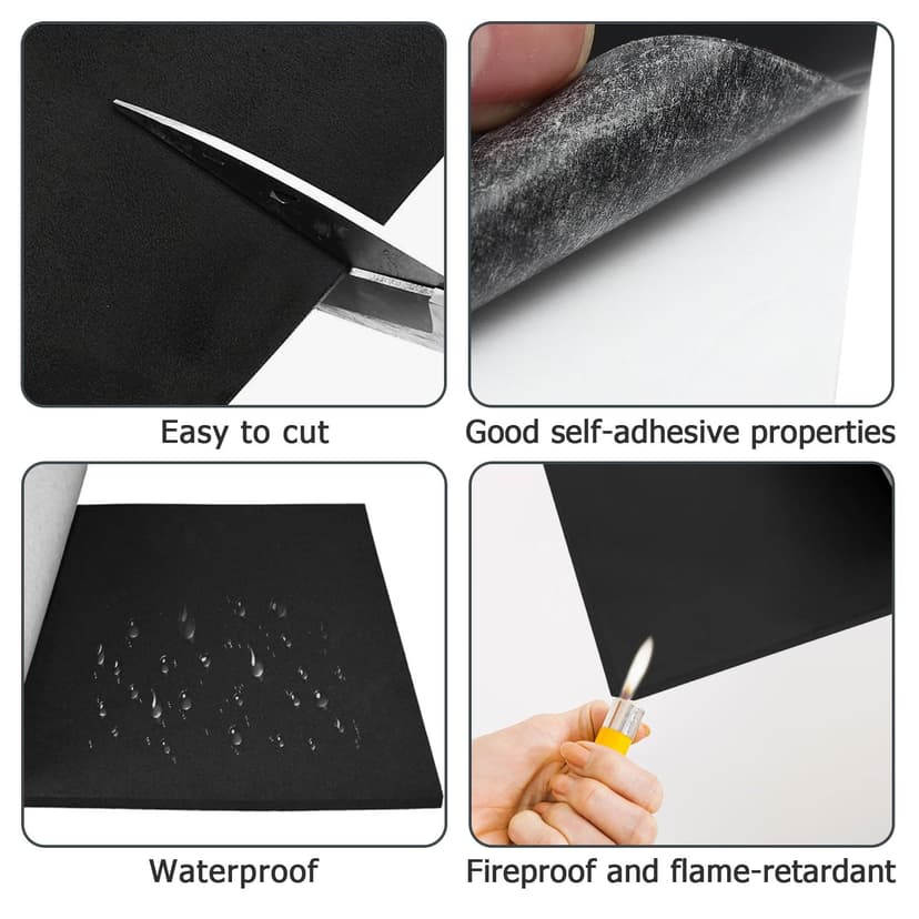 CHENGCKJ Rouleau de Mousse Autocollante, 3mmx30cmx320cm, Feuilles de Mousse EVA Adhésives Noires, Anti Vibrations Antidérapantes Protège Vos Meubles, pour Joint de Porte et Fenêtre, DIY, Insonorisant - 3