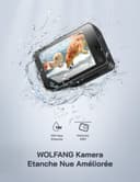 WOLFANG 4K 60FPS Caméra Sport GA400, 20MP WiFi 8M Corps Etanche Action Camera, 40M Sous-Marine Ultra HD 170 °Grand Angle, Sac à Main, EIS, Télécommande 2x1350mAhBatteries et Kit d'accessoires - 3