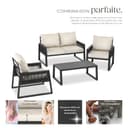 tectake® Ensemble Salon de Jardin Exterieur 4 Personnes en Aluminium Canapé 2 Places 2 Fauteuil Salon et 1 Table de Jardin, Coussins Inclus, Mobilier Amenagement Balcon Terrasse Veranda - 3