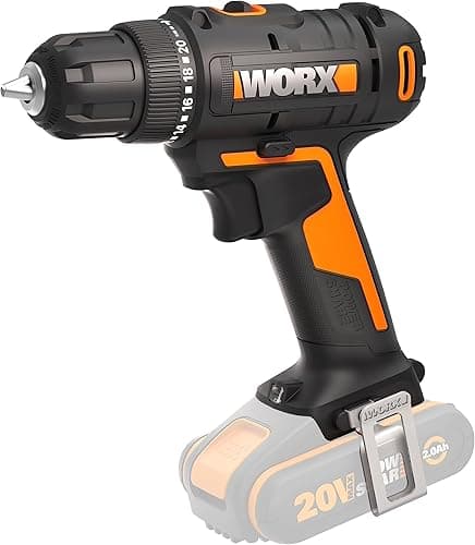 WORX - Perceuse-visseuse sans fil 20V - WX100.9 - φ10mm - 30Nm (Livrée sans batterie ni chargeur, sac de Transport, Double embout de vissidéal Pour petles travits aux) Noir