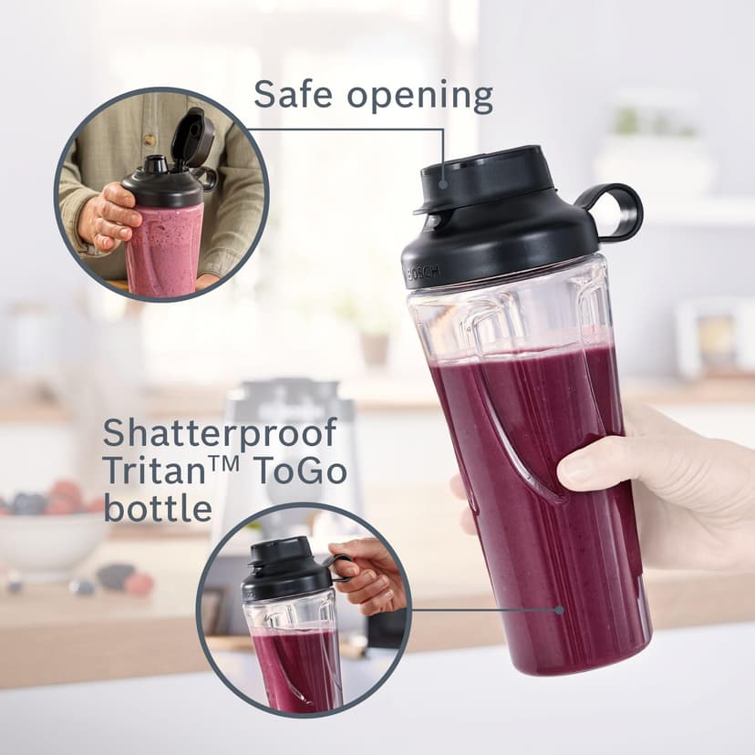 Bosch MMZBTK1B pour robot de cuisine OptiMUM et VitaPower Series 4 Blender à emporter en Tritan Transparent/noir - 4
