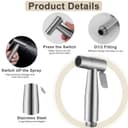 Bidet Hand Shower Personal Hygiene Set, Hand Stainless Steel Bidet Sprayer with 1.5 m Hose, Baby Cloth Nappy Spray Kit, Adjustable Spray Gun, Bidet Shower for Personal Hygiene - 3