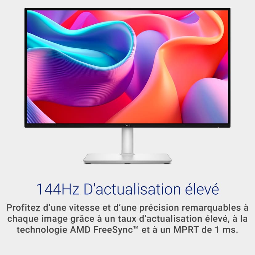 Dell 27 Plus USB-C Monitor - S2725DC, QHD (2560x1440), 144Hz, IPS, 1ms MPRT, AMD FreeSync, 99% sRGB, Height Adjust, Built-in Speakers, 2 USB-C, DisplayPort, HDMI, 2 USB-A, 3 Year Warranty, White - 3