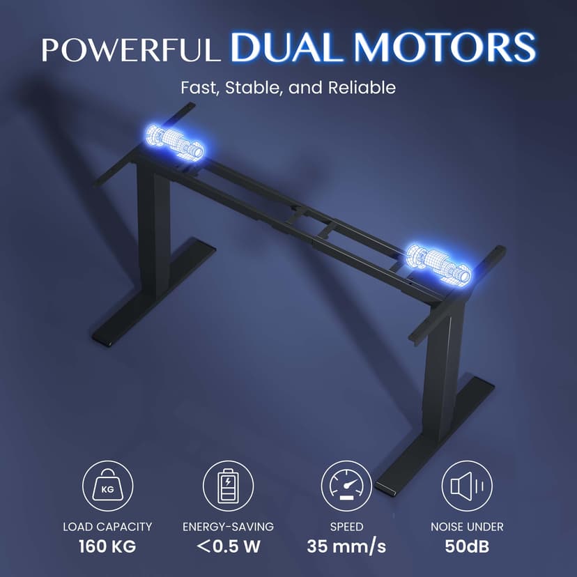 FlexiSpot Bureau Assis Debout Électrique 2 Moteurs, Charge 160kg, 3 Colonnes, Rappel de Sédentarité, Système Anti-collision, Panneau Mémoire, Cadre en Acier, Noir - 5