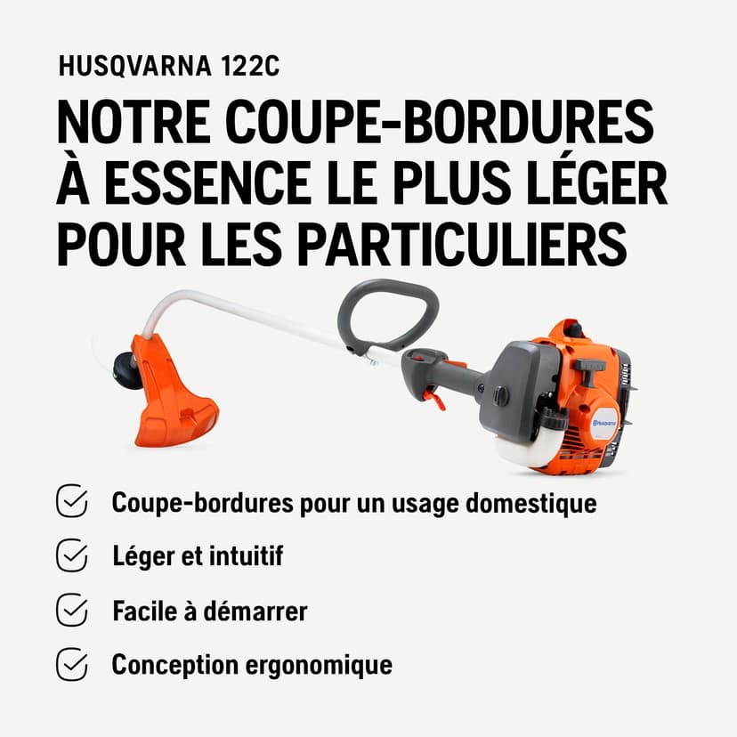 Husqvarna 122C : Coupe-Bordures Thermique 21,7 cm³, Largeur de Coupe 43 cm, Arbre courbé, Smart Start®, tête de Coupe Tap’n Go. - 7