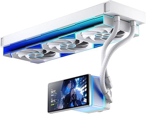 Jungle Leopard ProFlow 360mm Aio Water Cooling with 5.5-Inch LCD Magnetic Screen Display, All-in-One ARGB 2000RPM PWM Infinity Fan, for AM4/AM5 & LGA1851/1700 (WH)