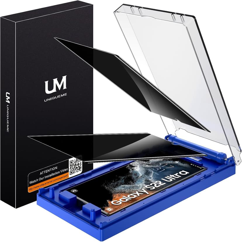 UniqueMe [2 Pack for Samsung Galaxy S23 Ultra Privacy Screen Protector, [Dust-Free Kit] Auto-Positioning Bubble Free Easy installation 3D Curved Full Coverage [Not Glass][Support Fingerprint] - 1