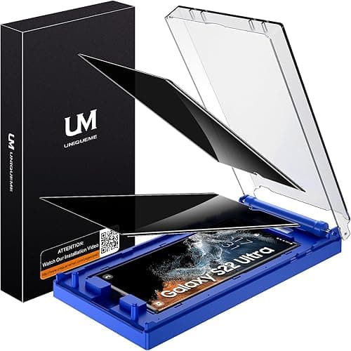 UniqueMe [2 Pack for Samsung Galaxy S23 Ultra Privacy Screen Protector, [Dust-Free Kit] Auto-Positioning Bubble Free Easy installation 3D Curved Full Coverage [Not Glass][Support Fingerprint]