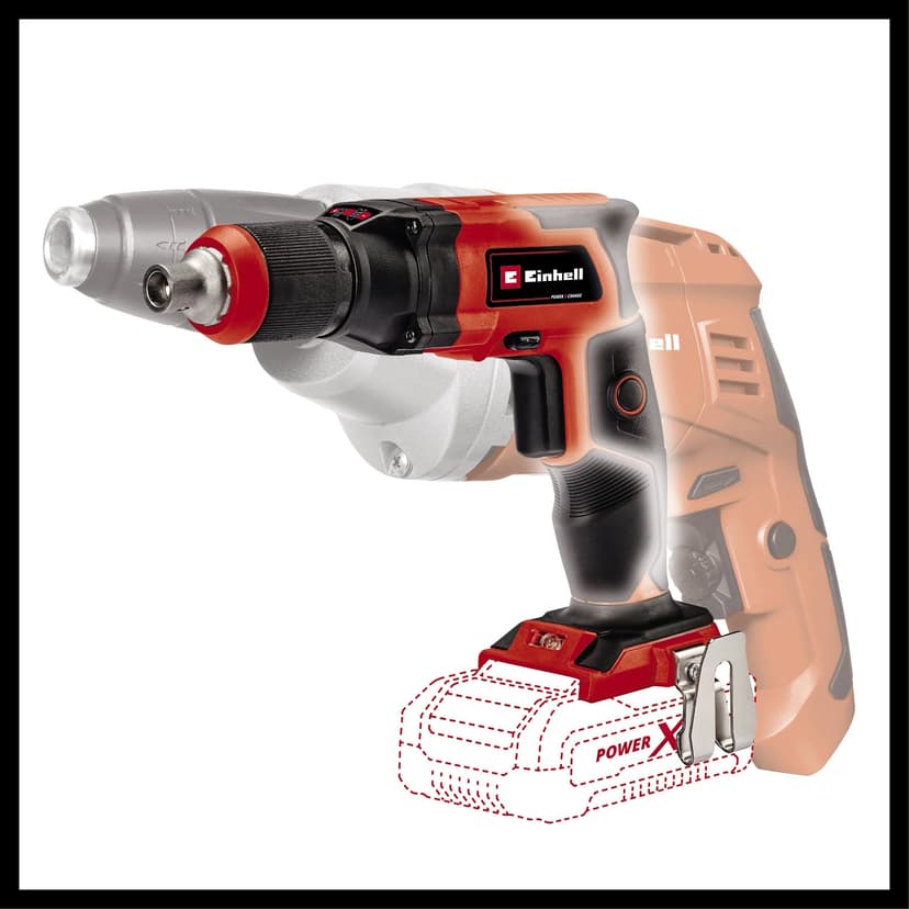 Einhell Visseuse à placo sans fil TE-DY 18 Li-Solo Power X-Change (18V, Bouton de blocage pour marche continue, avec coffret E-Box S35) Livré sans Batterie ni Chargeur - 6