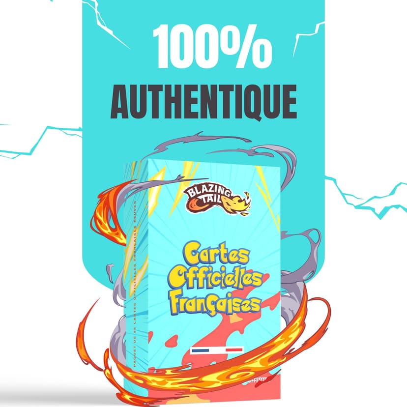 Blazing Tail Lot de 60 Cartes Françaises Neuves et Officielles - Comprend 5 Cartes Brillantes - sans Double - sans Carte Énergie - 3