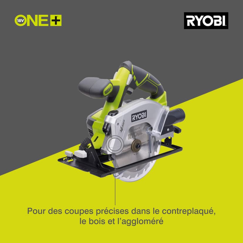 RYOBI - Scie Circulaire Sans Fil 18V ONE+ RWSL1801M – Lame Ø150 mm 18 dents, Réglage Profondeur et Inclinaison – Coupe Bois, OSB, Panneaux – Batterie Non Incluse - 2