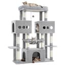 Hey-brother Arbre à Chat, Tour de Jeux Multiniveaux 144cm pour Maine Coon, avec 3 Grandes grottes, Plateformes spacieuses, Niche Confortable et Balle Peluche Suspendue, Gris Clair MPJ083W - 1