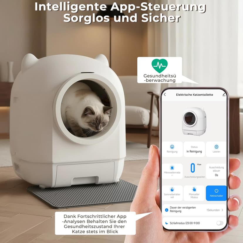 Devoko 90L Self cleaning cat litter tray,APP Control,6 safety sensors,Easy Clean litter robot,Extra Large litter boxes for Multiple Cats,Anti-pinch Smart Robot,Automatic cat litter tray for Multi-Cats - 5