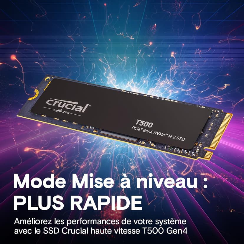 Crucial T500 SSD 2To PCIe Gen4 NVMe M.2, Jusqu’à 7400 Mo/s, TLC NAND, Compatible avec Ordinateur Portable et de Bureau, Disque Dur Interno, Microsoft DirectStorage - CT2000T500SSD8 - 4