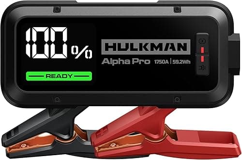 Hulkman Alpha Pro, Solid Black, 1750A 59.2Wh Smart Jump Starter, PD65W in&Out Car Battery Pack, 12V Portable Jumper, for 8.0L Gas and 5.0L Diesel Engines, Jump Box with 3.3" LED Display