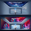 Mini Projector with WiFi 6 and Bluetooth 5.4 Support 4K 1080P Auto Keystone 180° Rotatable Projector Portable Compatibile with HDMI/TV Stick/Memory Stick - 5