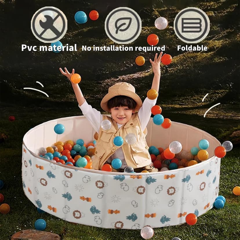 HB.YE Ball Pit for Babies and Toddlers Ball Pool Foldable Playground for Children's Room upgraded kids ball pit play yard Animal design |Gray 100 cm - 3