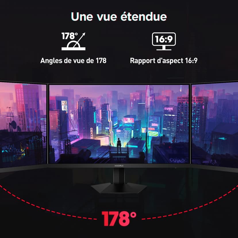 KOORUI G2721P 27 Inch Gaming Monitor,200Hz, IPS, QHD 1440P, 1ms, HDR 400, Adaptive Sync, VESA Mountable, HDMI/DP, Low Blue Light, 99% SRGB - 3