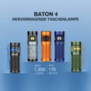 OLIGHT Baton 4 LED Small Torch Rechargeable up to 1300 Lumens, 170 m Light Range, Super Bright Mini Torch with 6 Modes, 30 Days Running Time, Strong Flashlight, IPX8 for Everyday Use, Orange - 9