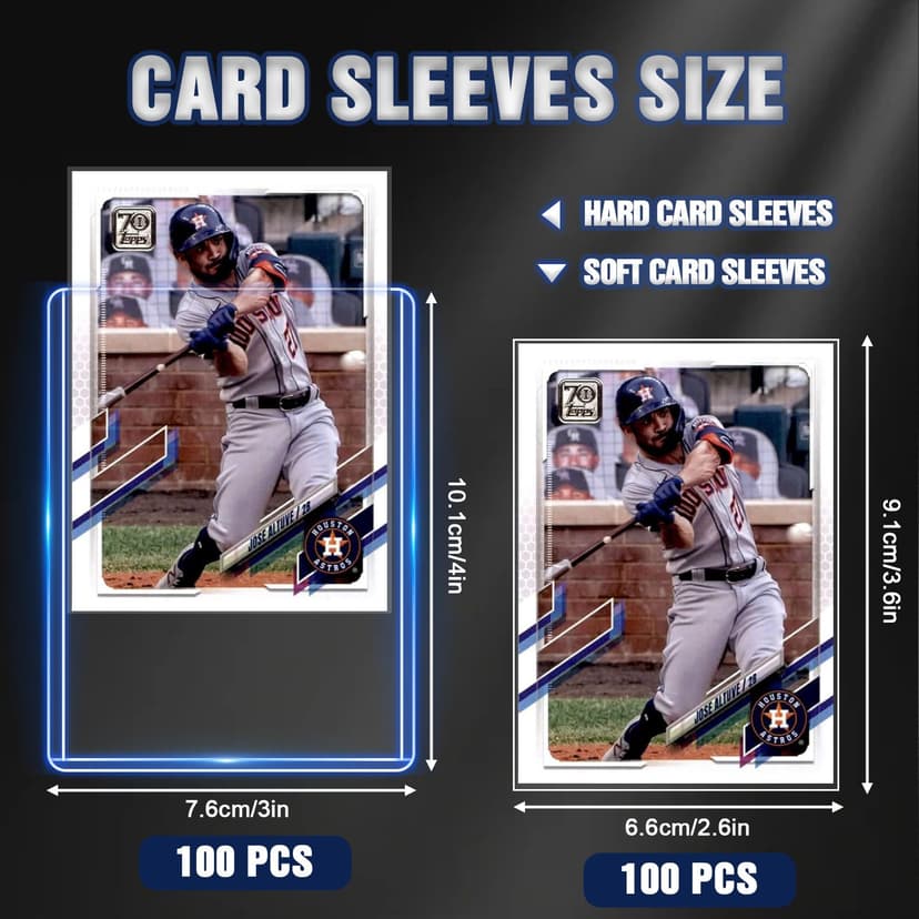 200-Piece Card Sleeves Set – Includes 100 Toploaders & 100 Clear Penny Sleeves and Gloves, Premium 3"x4" Top Loaders for Sports, MTG, Football & Game Cards - 2