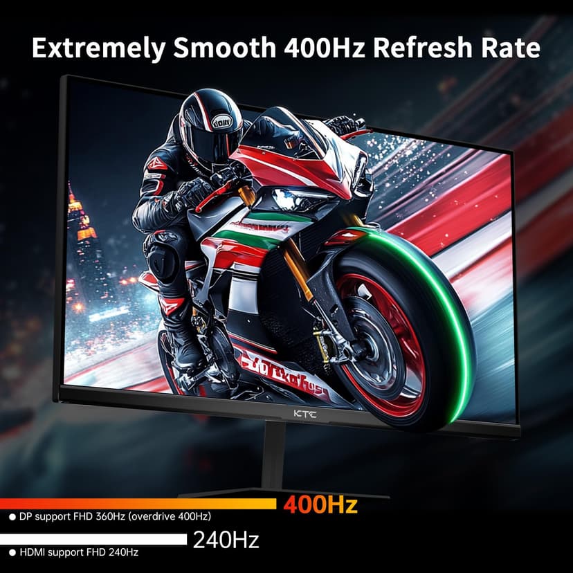 KTC 24.5 inch 400Hz 240Hz Gaming Monitor | Fast IPS 1ms | FHD 1080P Monitor | HDR 400 128% sRGB | HDMI x2, DP x2 |Tilt Adjustability VESA Monitors Black H25X7 - 2