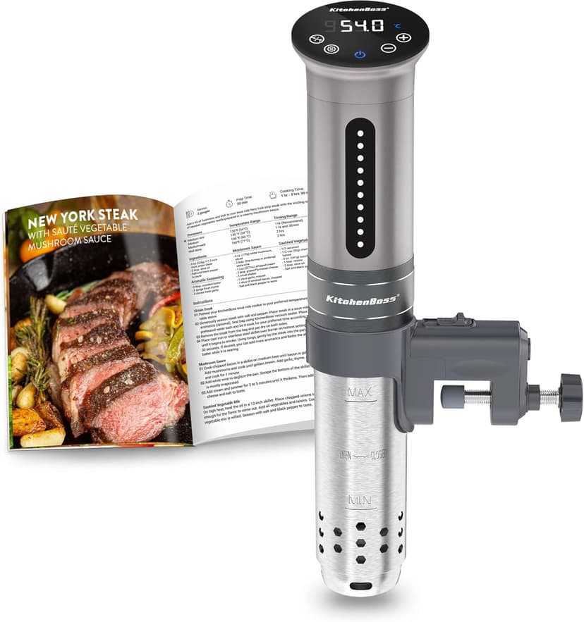 KitchenBoss Cuiseur Sous Vide,1100W,IPX7 Imperméable à l'eau,Calculateur d'Immersion de Cuisinière,Thermostat Réglable pour un Contrôle Précis de la Température - 1