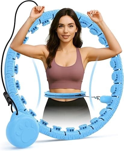 JLoibao Weighted Hula Circle Hoop for Adults With Sweet Weight Ball, Infinity Fiteness Hoop Plus Size, Include 24 Detachable Links, for Women Smart Exercise Equipment