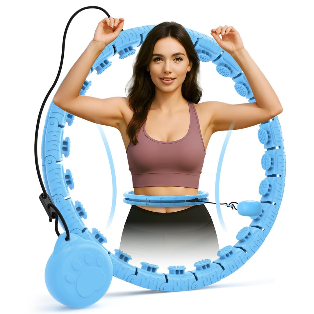 JLoibao Weighted Hula Circle Hoop for Adults With Sweet Weight Ball, Infinity Fiteness Hoop Plus Size, Include 24 Detachable Links, for Women Smart Exercise Equipment