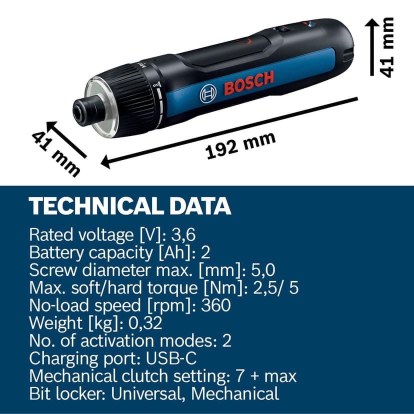 Bosch Professional Screwdriver Bosch GO 3 (incl. 8pcs bit Set, bit Holder, USB-C Cable, Mini Case) - 5