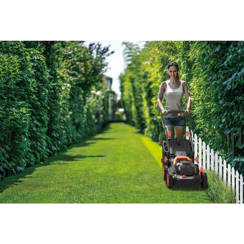 WORX WG743E Cordless Lawnmower 40 V - Professional Lawnmower with Mulching Function & PowerShare Battery - Lawn Mowing without Cable - Ideal for Gardens up to 500 m² - 6
