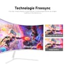 Gawfolk Écran PC 27 Pouces incurvé 280Hz Gaming Computer Moniteur, 1800R,1ms，FHD 1080p, 178 ° Grand Angle,Ultra - Mince Lunette, HDMI、DisplayPort,Compatible avec Montage Mural 100 * 100mm- Blanc - 3