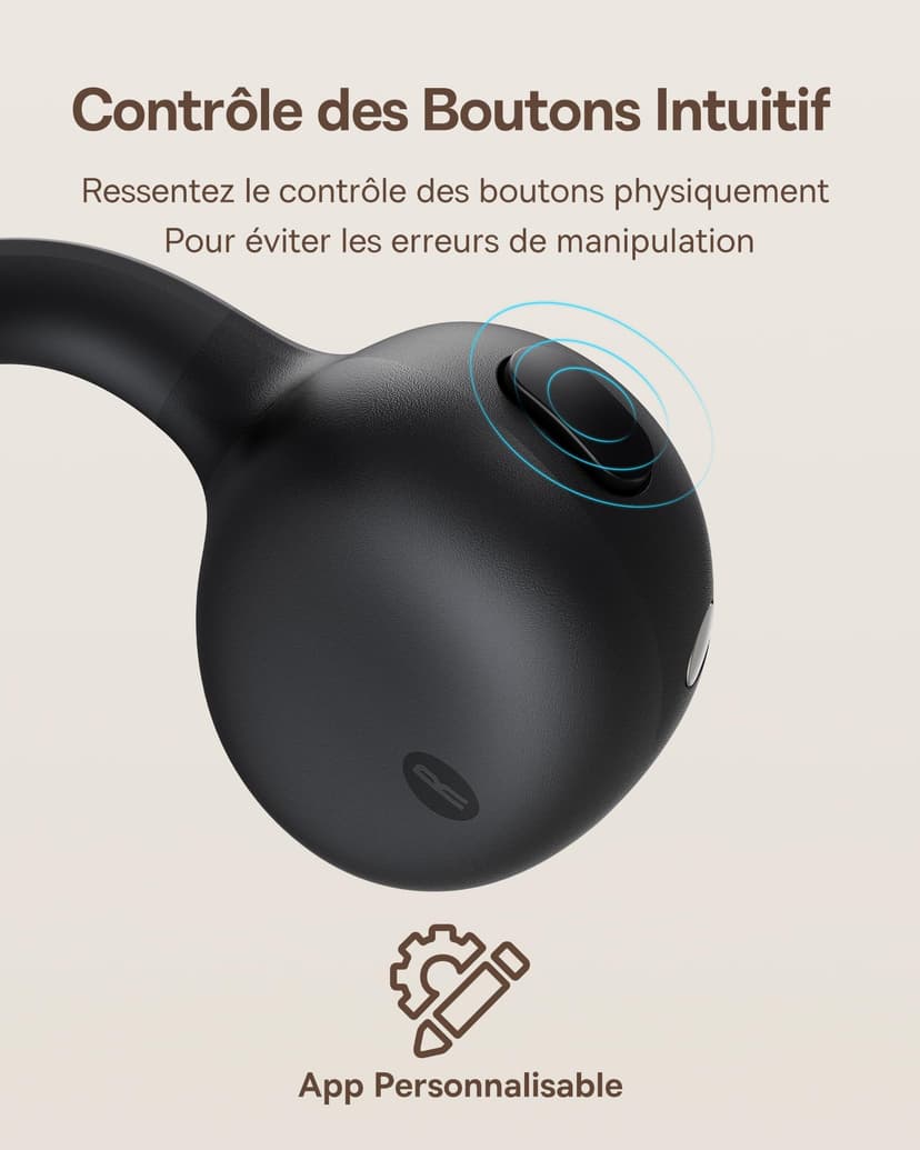 Baseus Bowie MC1 Casque Ouvert, Ecouteur Conduction Osseuse avec Son Impressionnant, Renforcement des Basses Adaptatif, Bluetooth 5.4, Réduction du Bruit Lors des Appels, IP57, Autonomie de 40h - 8