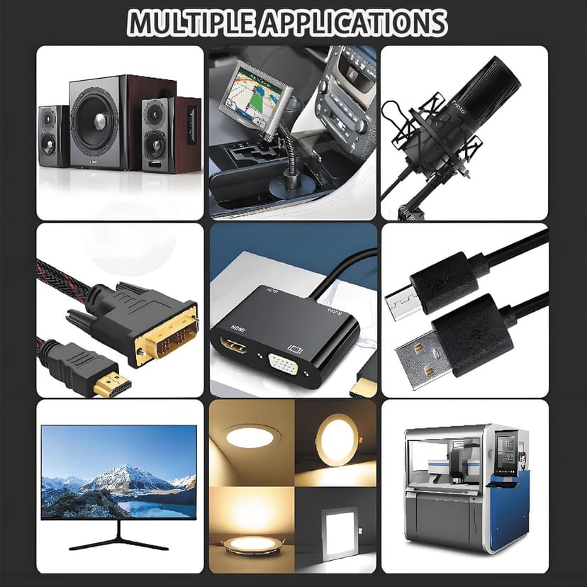 YUJUVI Ferrite Ring Core Black Clip-on Ferrite Core EMI 6 Valeurs 48 Pcs Ferrite Antiparasite Magnétique Core Clip-on Ferrite Anneau Noyau RFI EMI pour 3.5mm -13mm Diamètre Câble HDMI e USB - 5