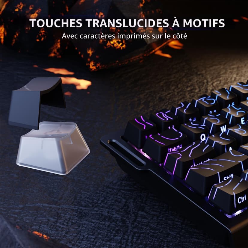 ATTACK SHARK X68 HE Clavier 8000Hz Rapid Trigger, Clavier Gamer Filaire RGB 60% avec Précision RT de 0,01 mm avec Interrupteur Magnétique, Actionnement Réglable, Snap Tap, pour PC/Mac, Contours Noirs - 8