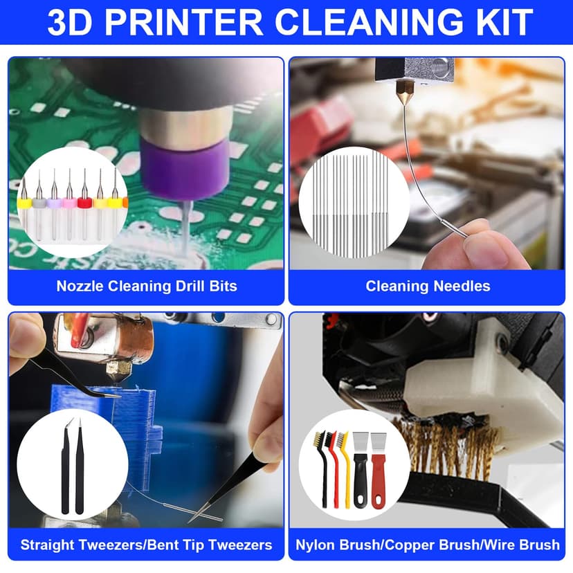 YOTINO 82 Pieces 3D Printer Accessories, 3D Printing Tool Kit, with Tweezers, Pliers, Carving Knife, Cleaning Needles, Wrench Set for Cleaning Finishing Printing - 3