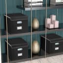 Okydoky Storage Boxes with Lid, A4 Hanging File Box Made of Fibreboard and Paper in Stylish Linen Look, Suitable for Home and Office, and File Storage Boxes (Black) - 7