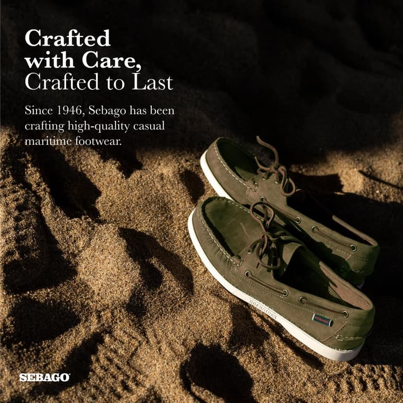 Sebago Men's Docksides Portland Crazy H Boat Shoes, Green (Green Military 909), 8 UK - 7