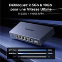UGREEN Switch Ethernet 5 Ports Ethernet 2.5G 1 Port SFP+ 10G Switch RJ45 Boitier Métal 4KV Protection Contre la Foudre Multiprise RJ45 Montage Mural Agrégation de Liens Compatible avec PC Nas Caméra - 2