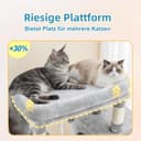 Hey-brother EMPJ083W 146 cm Stable Cat Tree with Toys, Cave, 3 Platforms, 2 Cat Baskets, Light Grey - 3