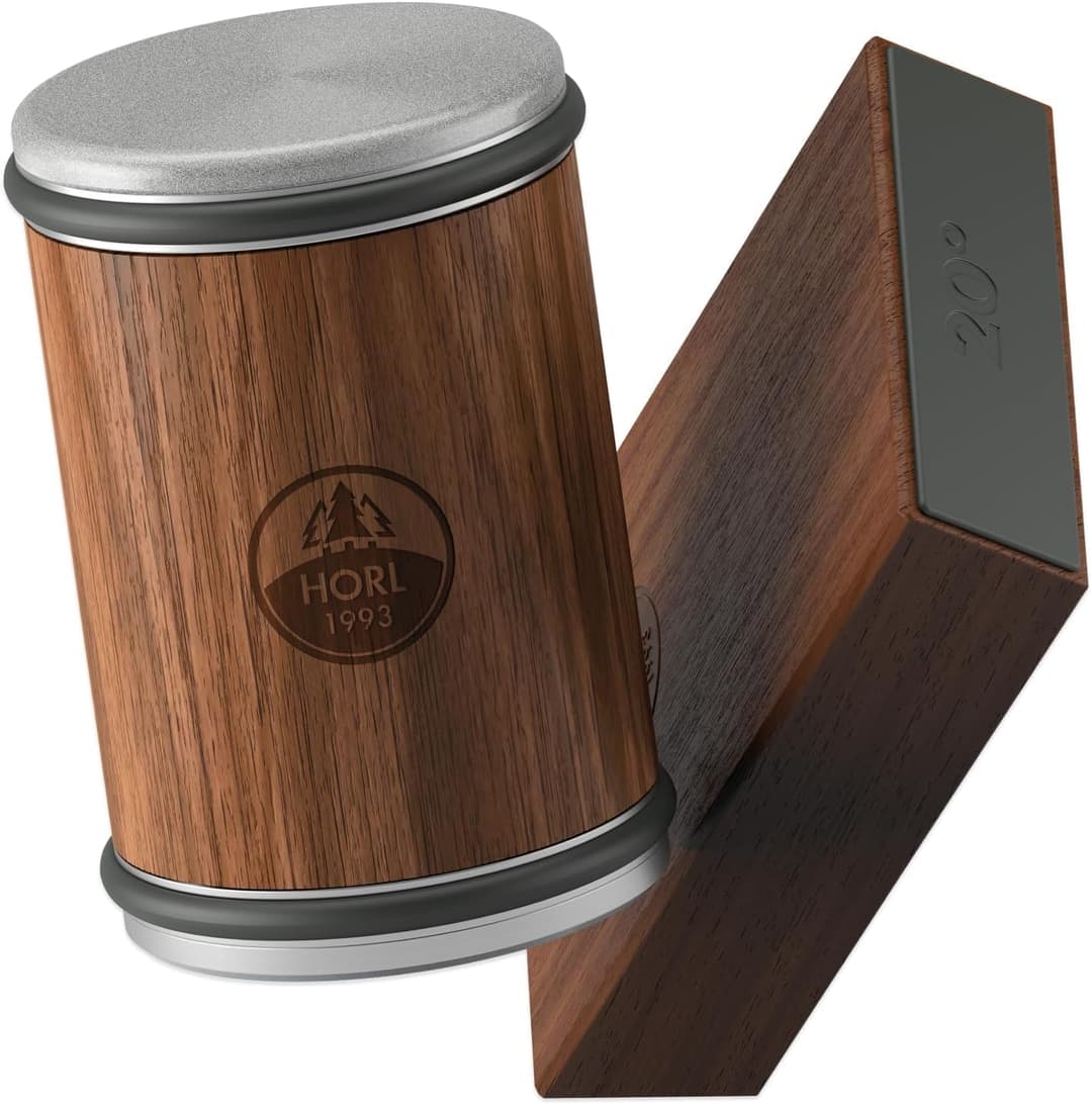 HORL 2 Walnut Rolling Knife Sharpener - Kitchen Sharpener for Razor Sharp Edges Made in Germany - Easy Knife Sharpening Kit Roller with Magnetic Holder with 15 & 20 Degrees