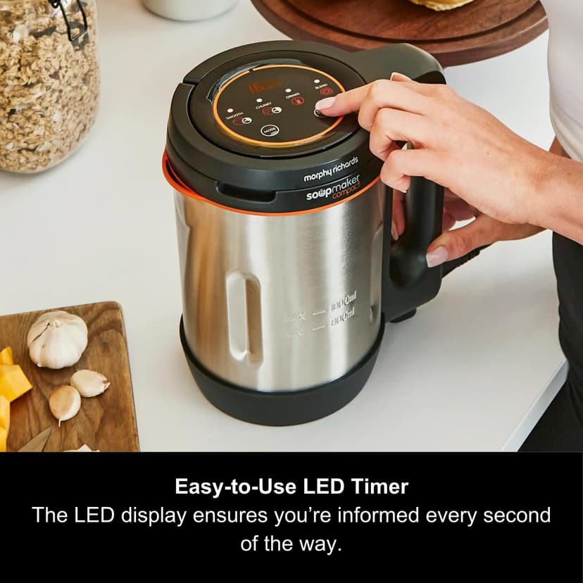 Morphy Richards Compact Soup Maker, 1L, Blend, Smooth and Chunky Soup, Smoothies, Quick and Easy Cooking, 900W, Black & Stainless Steel, 501021 - 3