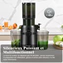 FRETTA Juice Extractor, Cold Juicer with 108 mm for Whole Fruits and Vegetables, 1.0 L, 200 W Juice Extractor with Double Filter, Easy to Clean, BPA-Free, Black - 7